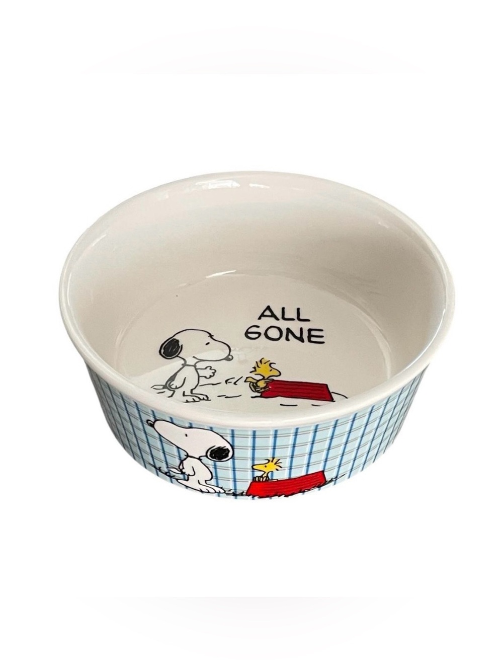 🆕 Peanuts Ceramic Pet Bowl in White, Red & Blue with Snoopy & Woodstock